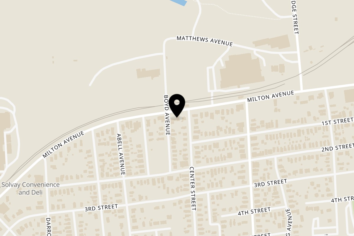 Map showing the location of A Touch of Soul on 2409 Milton Ave in Syracuse